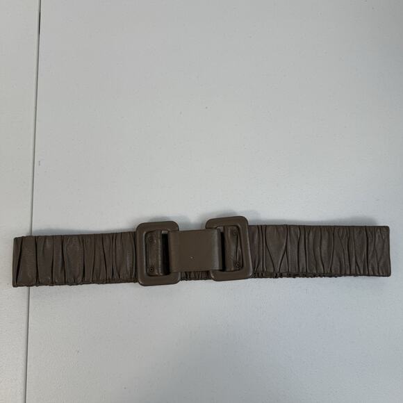 Vtg Astor Belt West Germany Taupe‎ Tan Leather Elastic Waist Belt Cinch Stretch main image 12